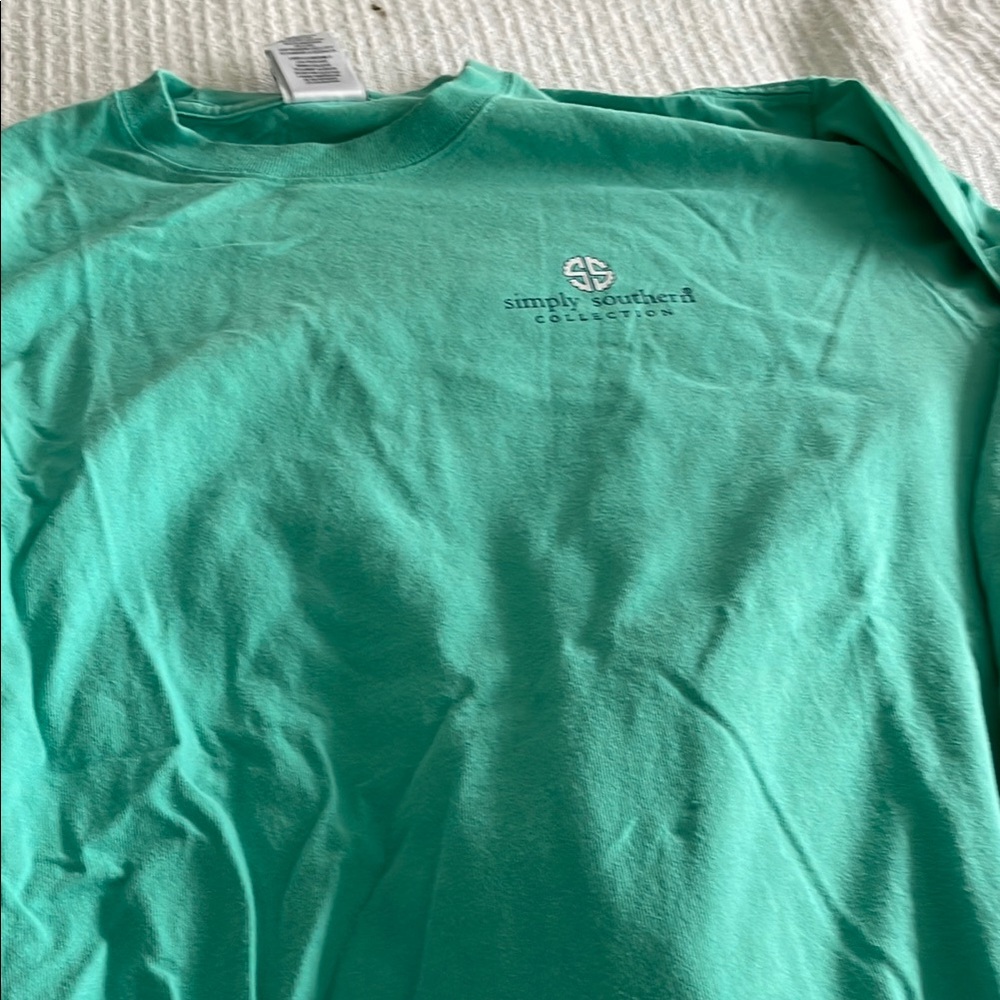 Simply Southern Green Long Sleeve Tee with Logo